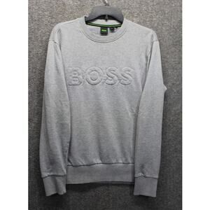 BOSS Men's Salbo sweatshirt grey crewneck Medium Embossed Logo